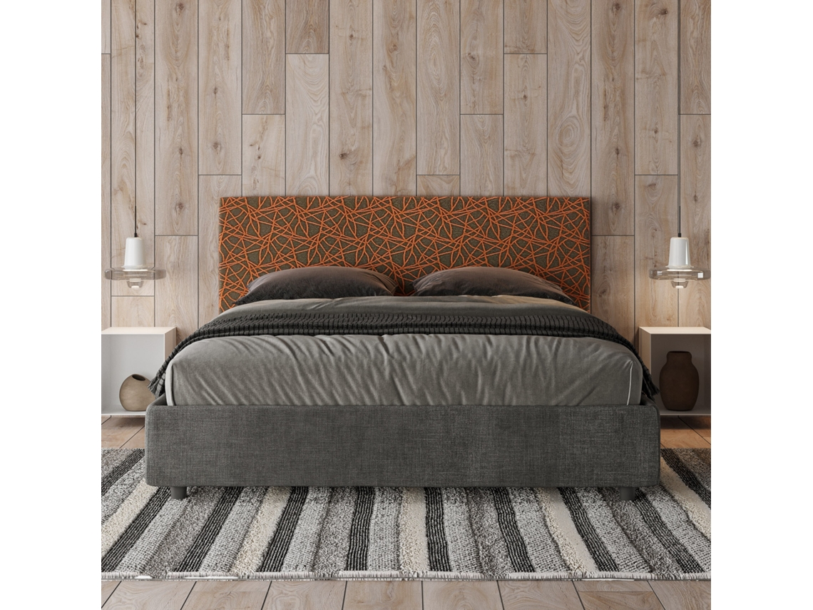 Cama de Casal Queen Size Sem Estrado Estofada ArlaITYHOME (160 x 190 cm - Painéis de Melamina e tecido)