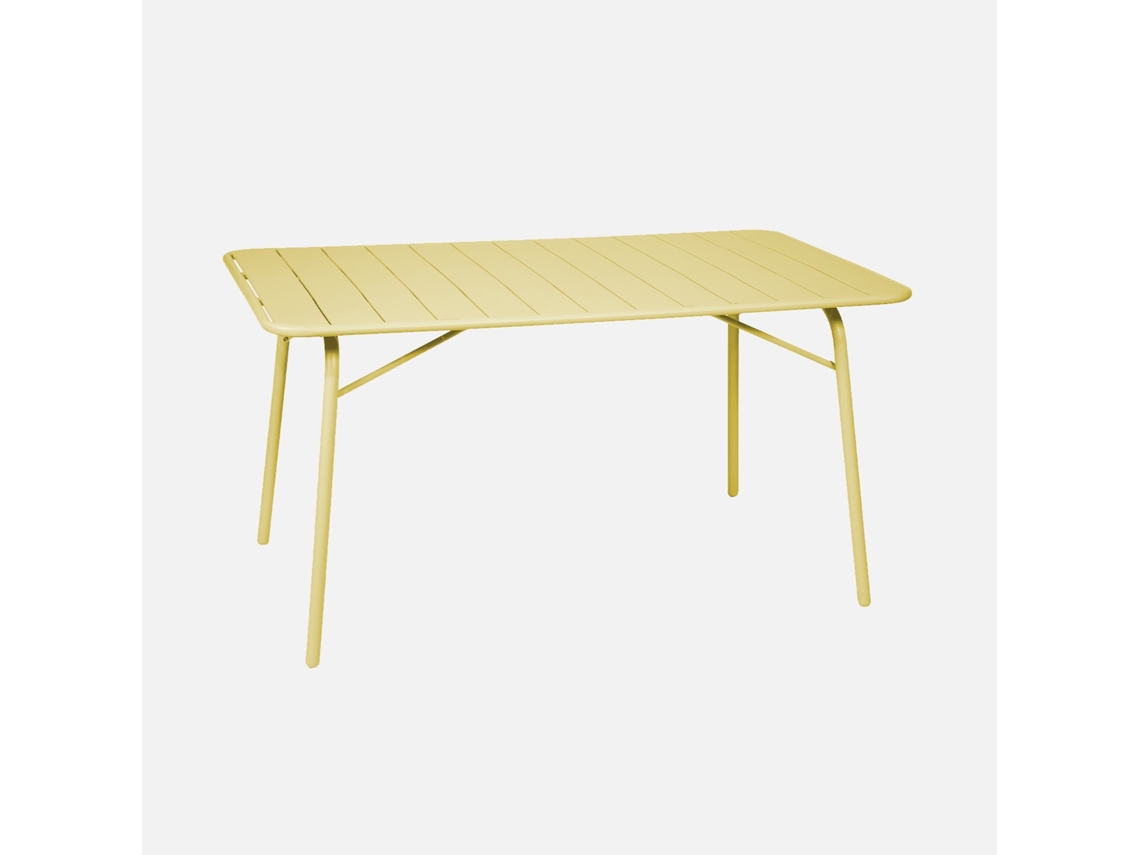 Mesa De Jardim Dobrável De Metal 2 Poltronas 4 Cadeiras, Amarelo Sweeek