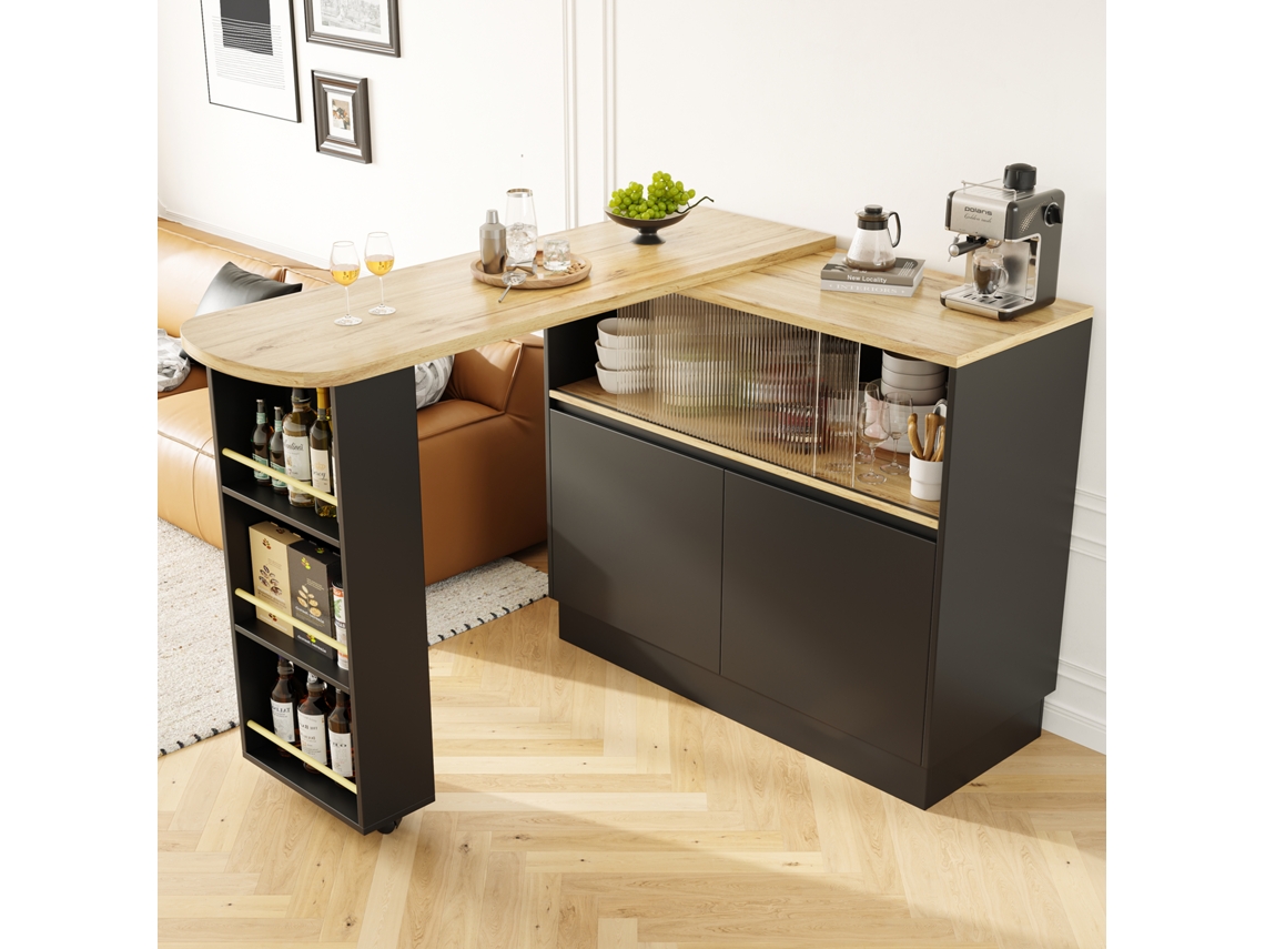 Móvel Para Bar Giratório 360°, Design Simples E Funcional, Com Prateleiras E Vidro, Perfeito Para Organizar Cozinha E Restaurante. Bga Store