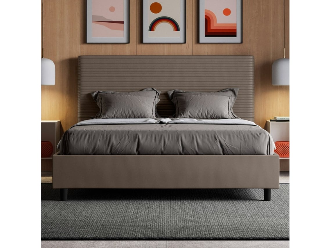 Recipiente de cama de casal 160x190 moderno imitação de couro Focus M