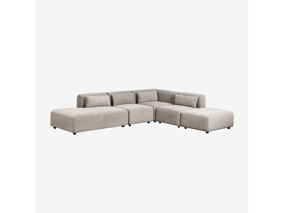 Sofá modular de 4 peças com chaise longue e pufe Fogler de poliéster Sklum