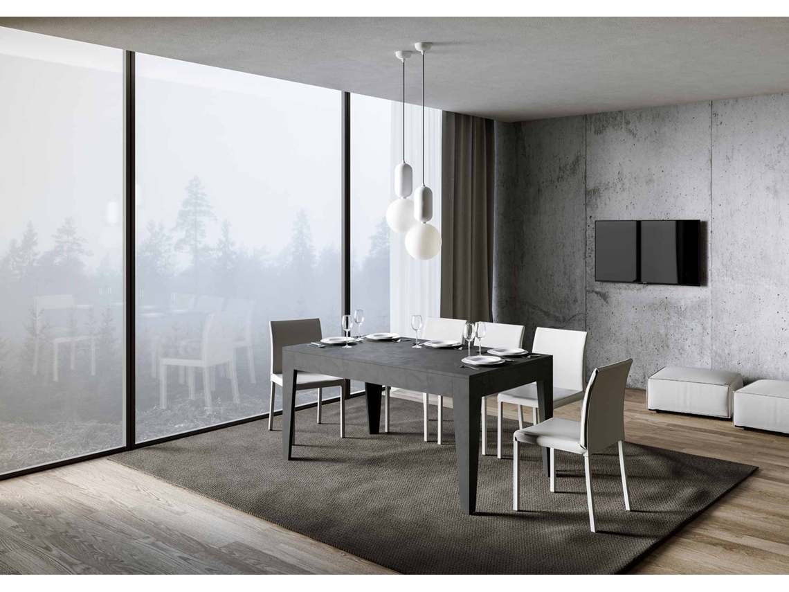 Mesa de Refeição ITAMOBY Cico (90x160/220 - Painéis em Melamina - Antracite Espatulado)