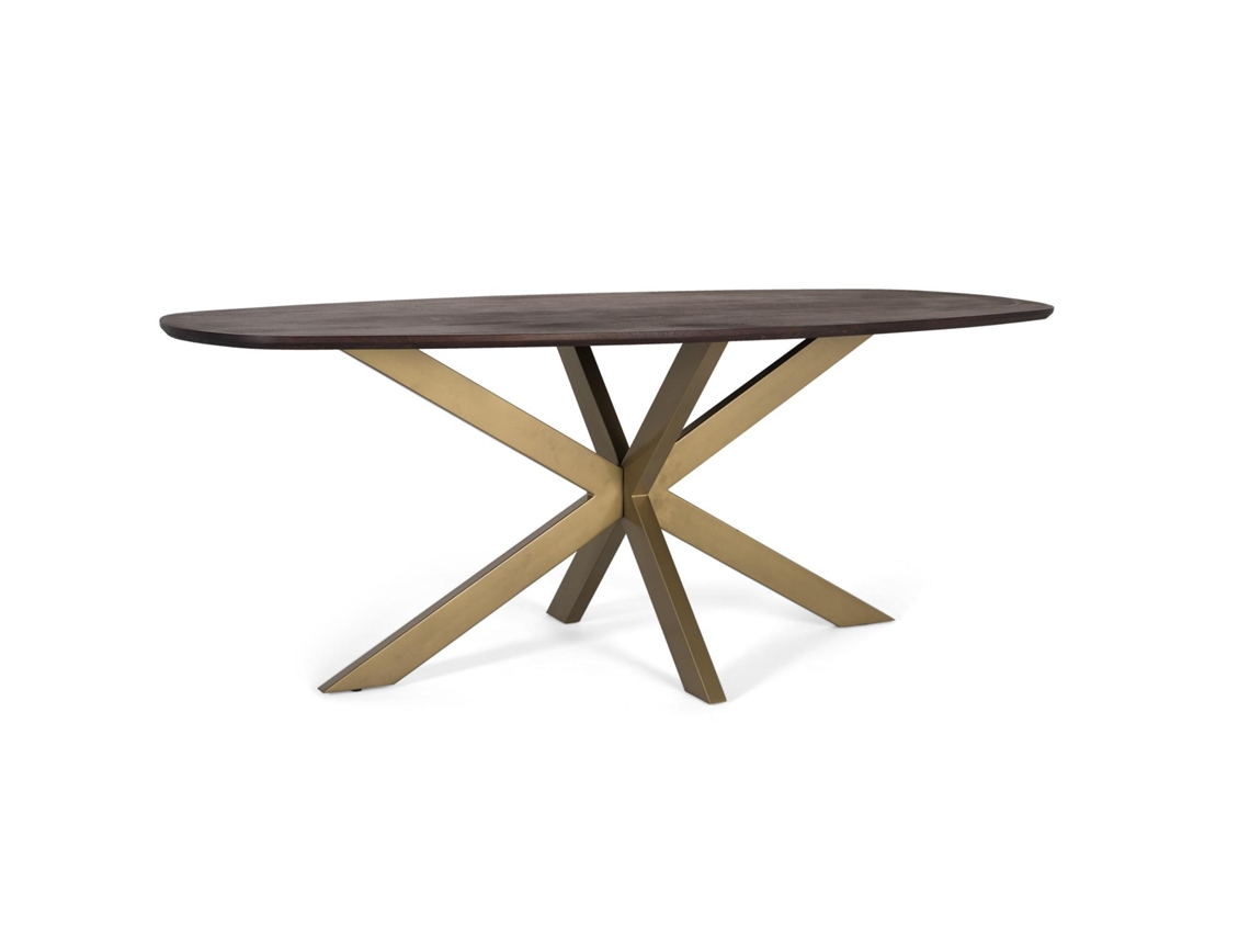 Mesa De Jantar Oval Em Madeira De Acácia E Pés Em Metal 200 Cm Giner Y Colomer