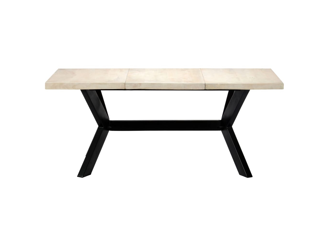 Mesa de Jantar 180X90X75 Cm Madeira de Mangueira Maciça Branco NONAME
