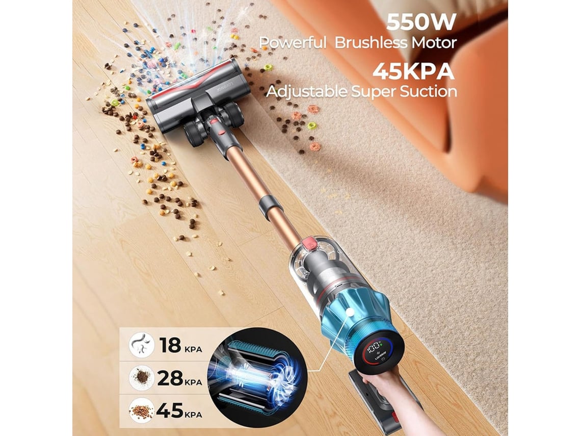 Aspirador Vertical Laresar Ultra 7 Potência de 550W/45kPa de Sucção Poderosa Tela Tátil Até 60 Minutos de Autonomia
