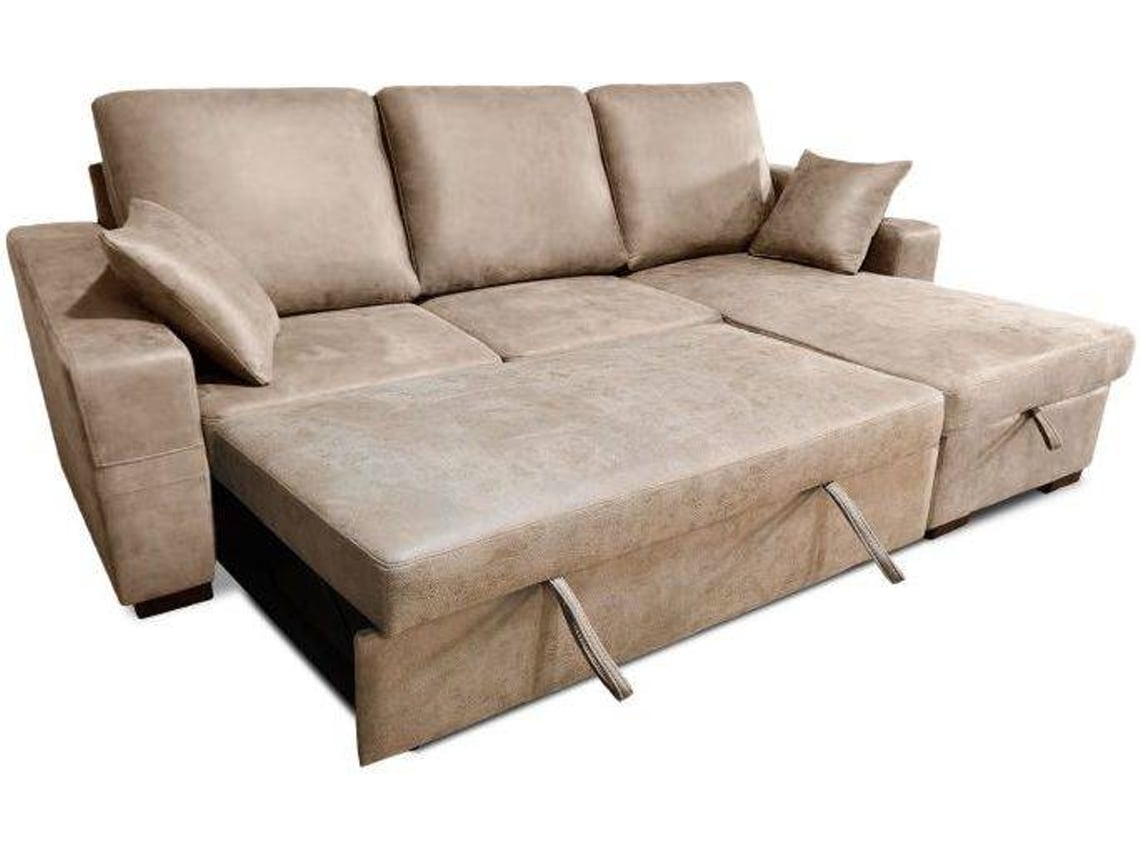 Sofá Cama Con Chaiselongue Edna Cemento 284 X 95 X 82 Cm DUEHOME