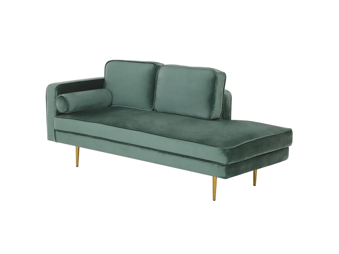 Chaise longue versão à esquerda BELIANI Miramas de Veludo Verde 171x79x63