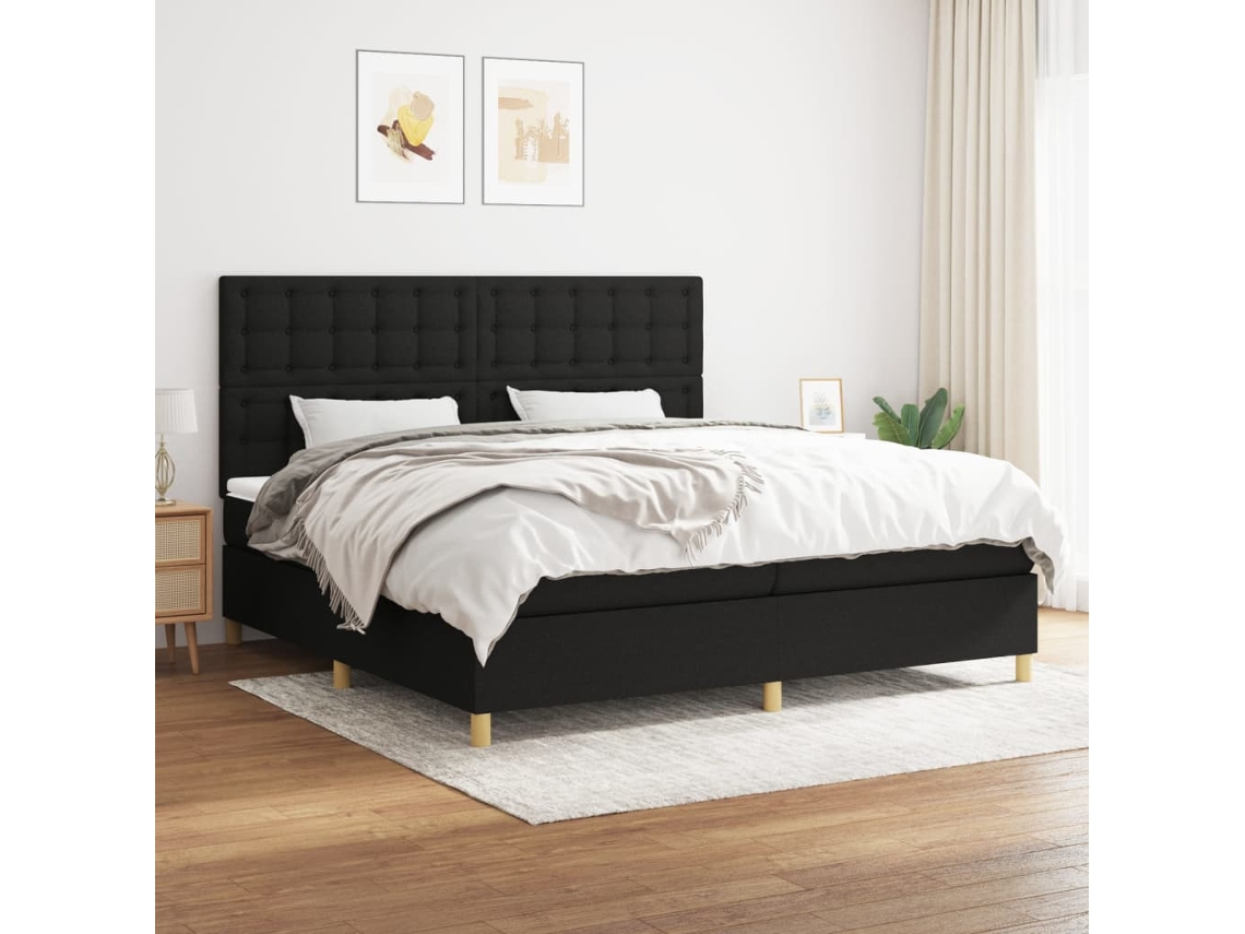 Cama box spring VIDAXL Preto Tecido (200x200 cm)