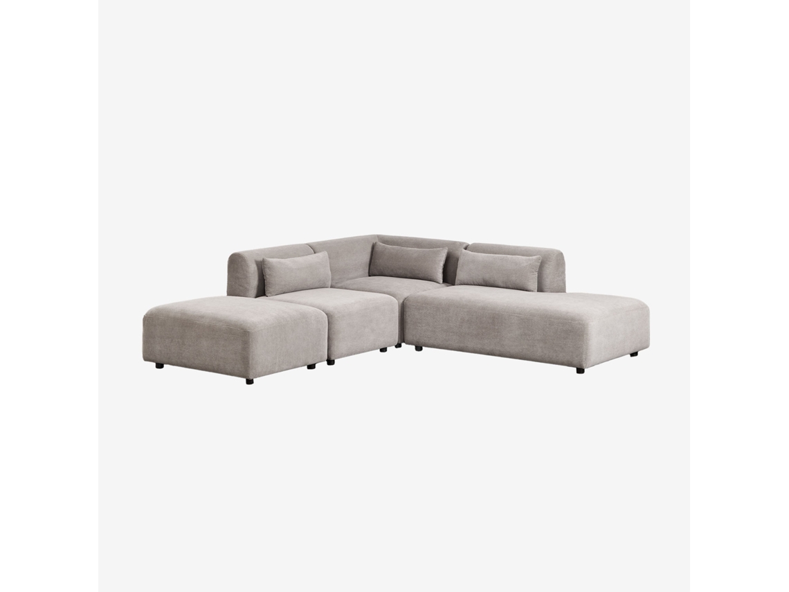 Sofá Modular Borda 3 Peças Com Chaise Direita E Pufe Fogler Poliéster Sklum