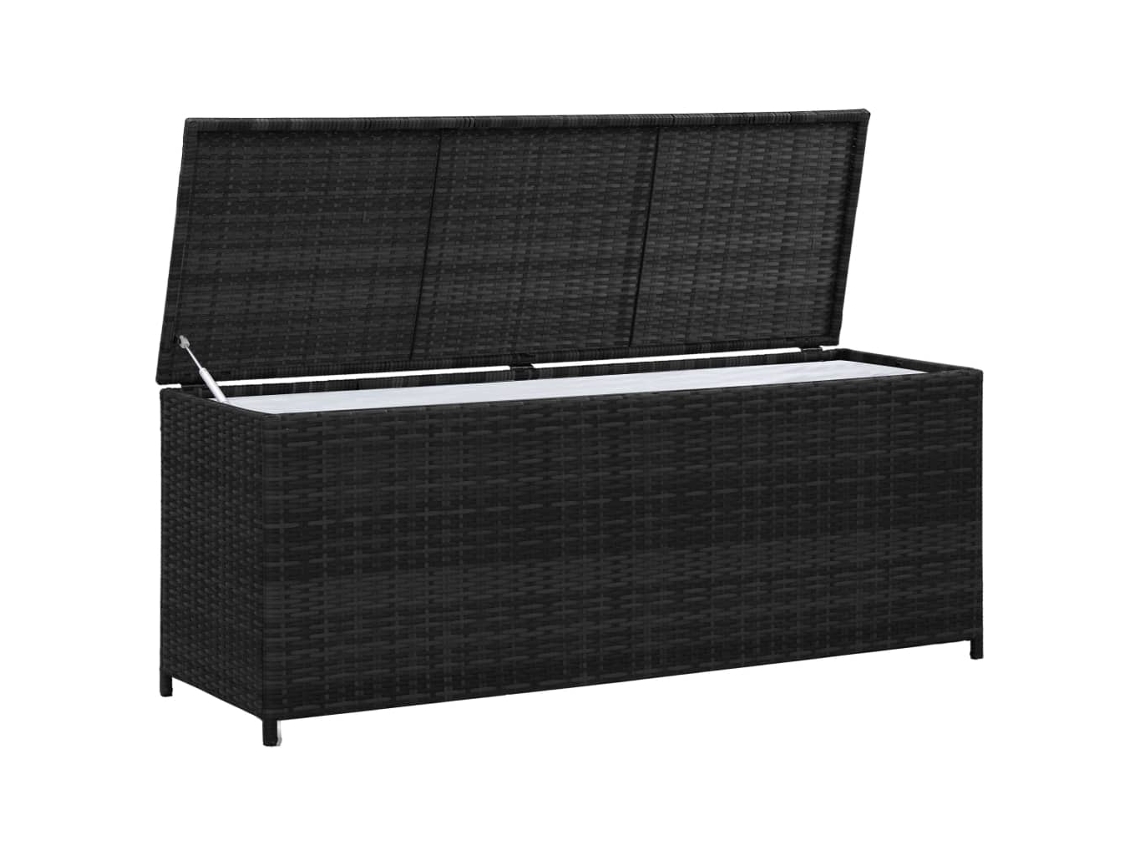 Baú de Armazenamento VIDAXL Preto Rattan e Vime (150x50x60 cm)
