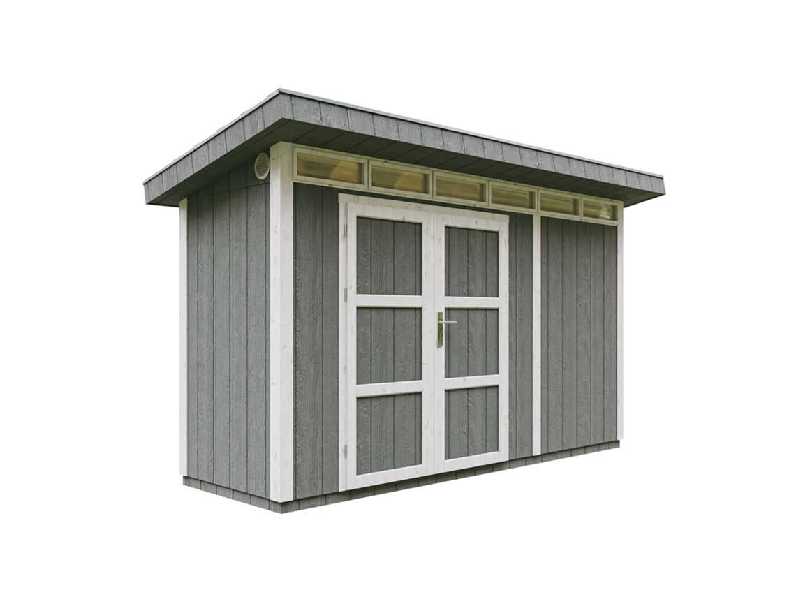 Abrigo de Madeira TIMBELA Painéis Derivados Lp Smartside 4,3 m² com Piso e Ladrilhos Betuminosos L161xh412xh239 cm M902A Cavern Steel