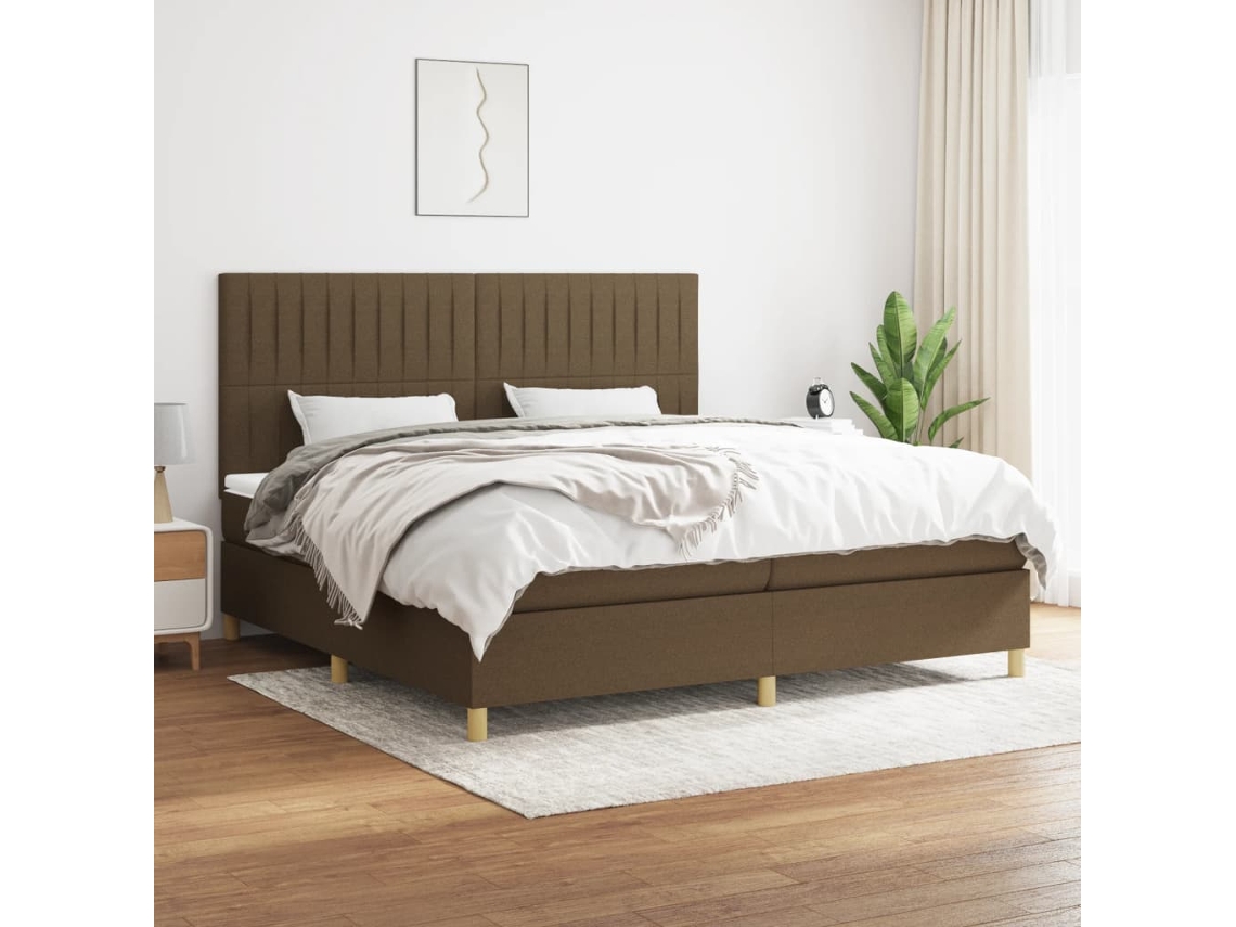 Cama Box Spring VIDAXL (Castanho - Tecido - 203 x 200 x 128 cm)