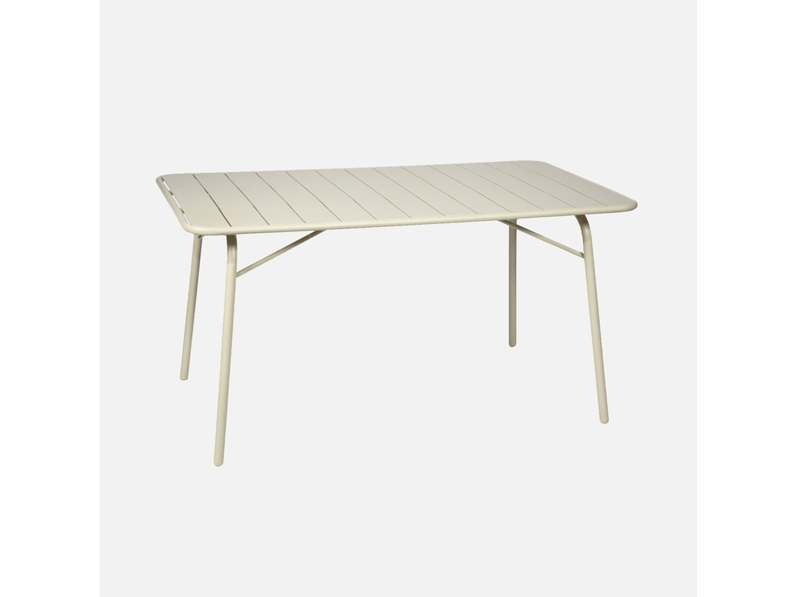 Mesa De Jardim Dobrável De Metal Com 6 Cadeiras, Beige Sweeek