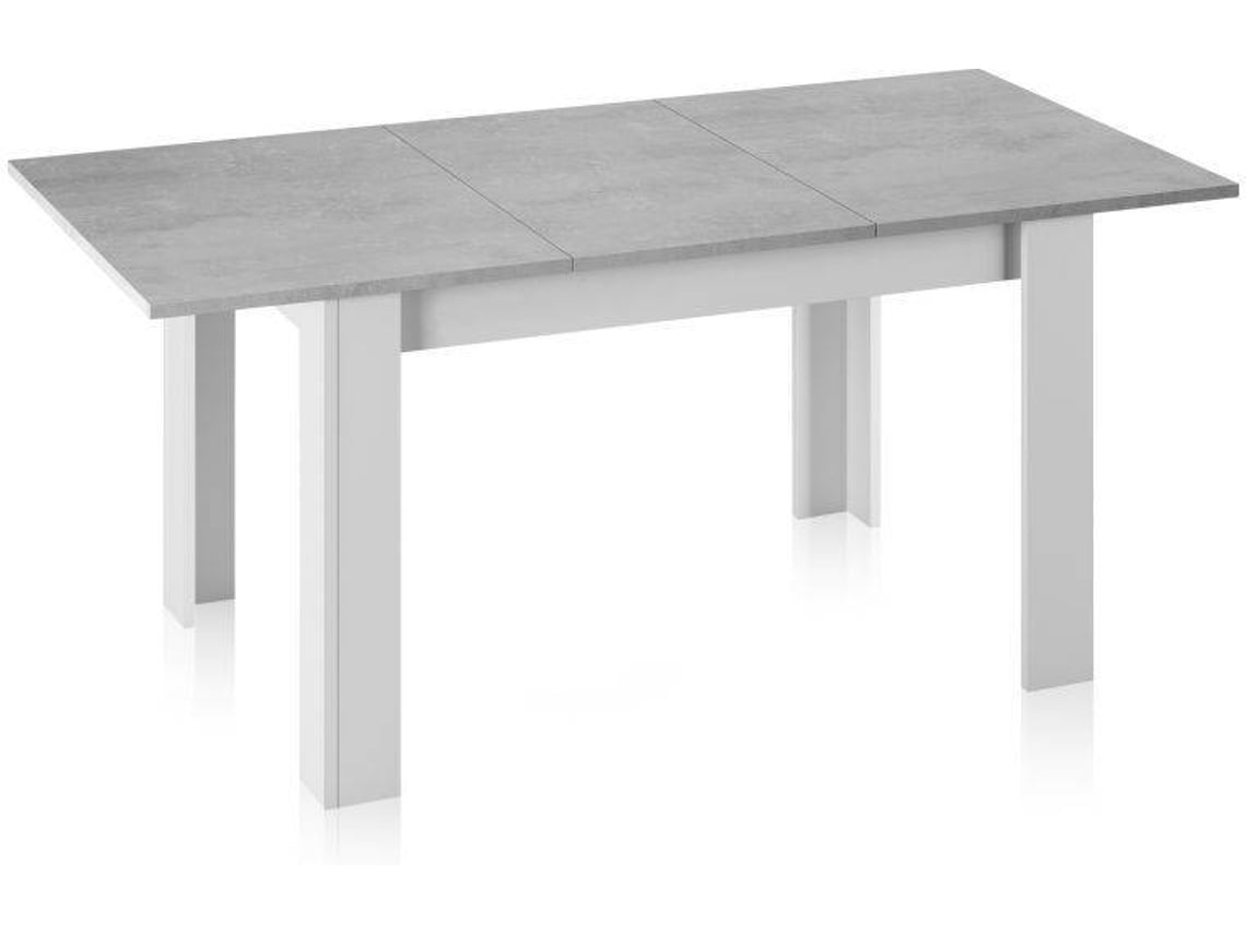 Mesa de Refeição HABITDESIGN Kendra  (Branco Artik e Cinzento Cimento - Melamina - 140–190 x 78 x 90 cm)