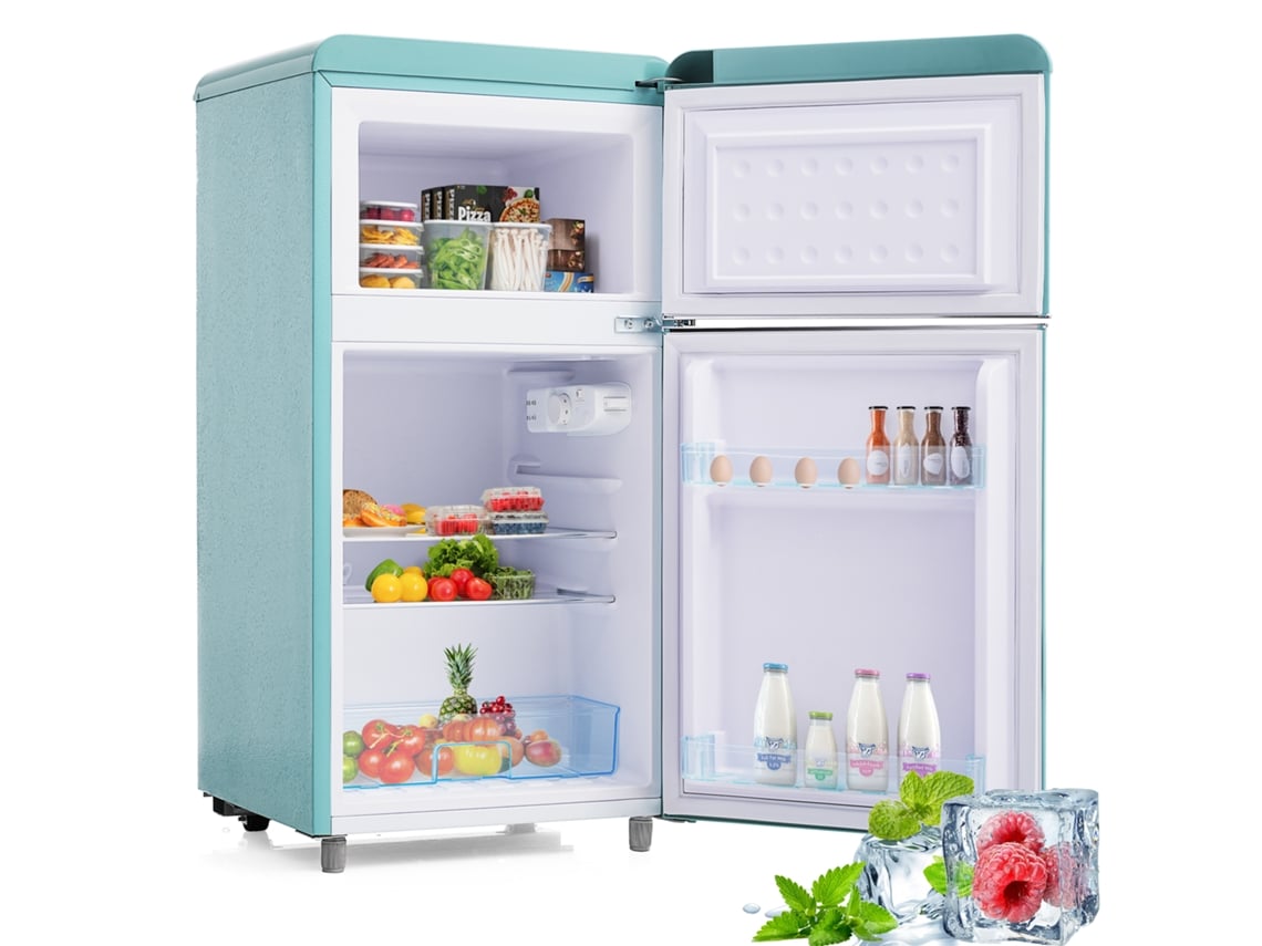 Geladeira Estilo Retrô Com Portas Superior E Inferior, Capacidade Total De 72 Litros.