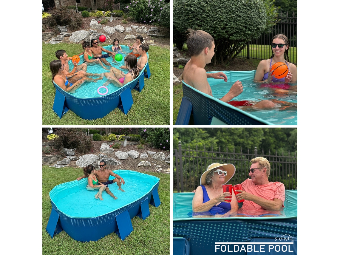 Piscina Dobrável Foldable Pool 253x133x50cm, 1000l, Piscina Infantil, Piscina Portátil Para Cães, Piscina Removível, Inquebrável, Industex Starlyf