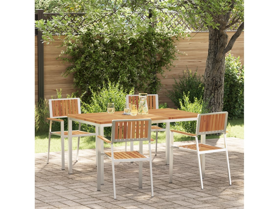 Conjunto 5 De Jantar De Jardim Vidaxl  Em Madeira De Acácia