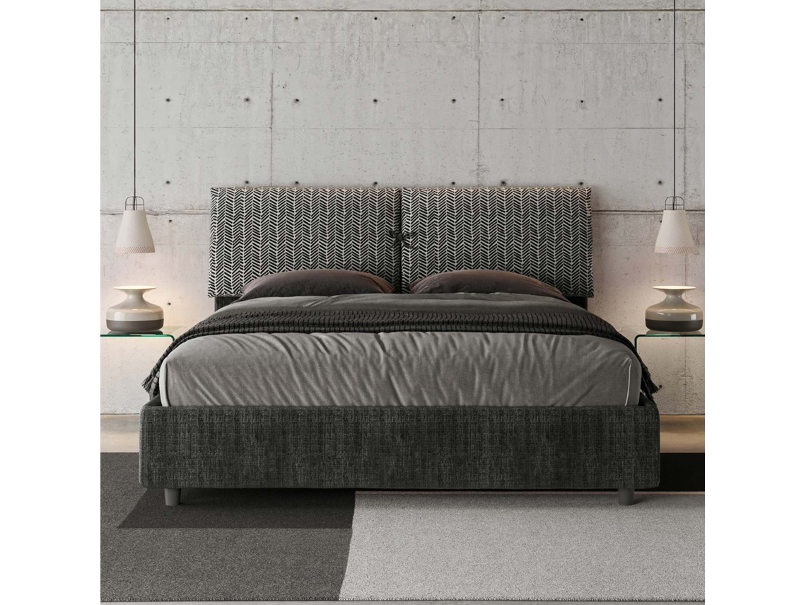 Cama de Casal Queen Size Sem Estrado Estofada MadosITYHOME (160 x 200 cm - Painéis de Melamina e tecido)