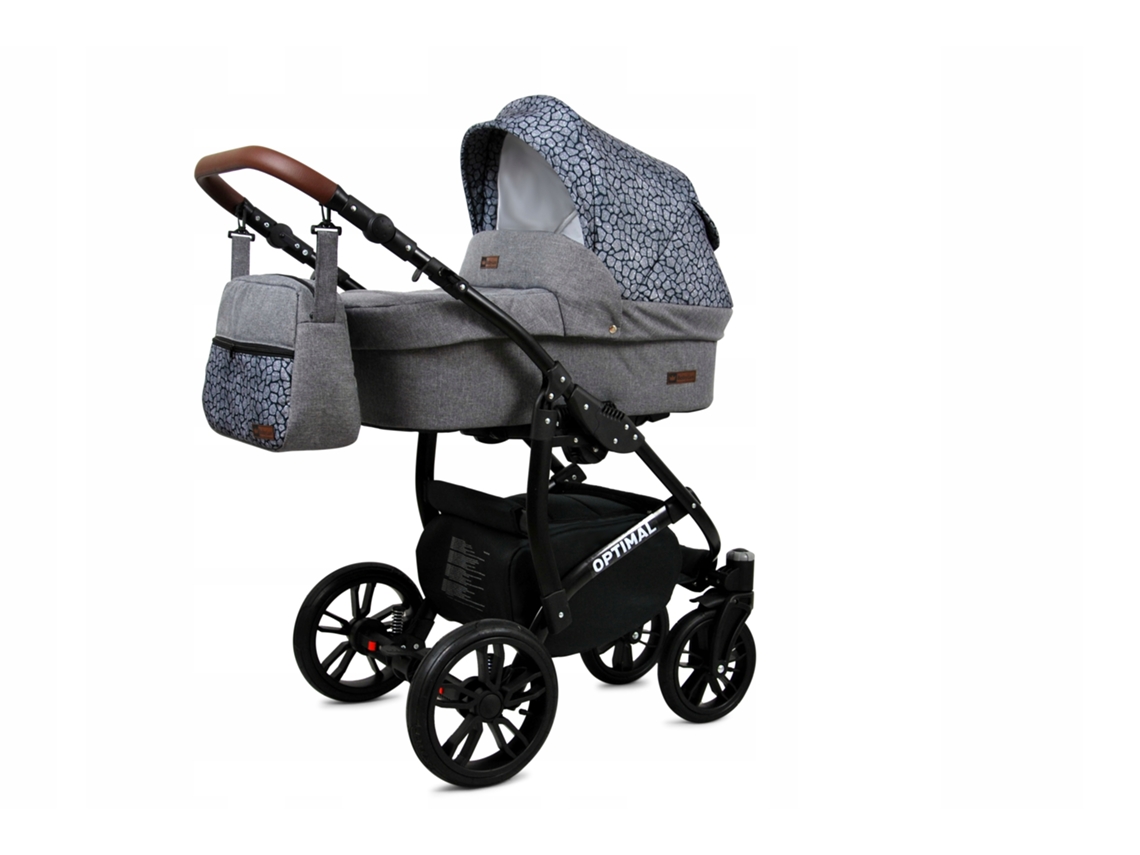 Carrinho De Bebé Multifuncional Babylux Optimal 4 Em 1 -silver Stone Black Frame - Ajustável E Dobrável Construção Leve Em Alumínio - Acessórios