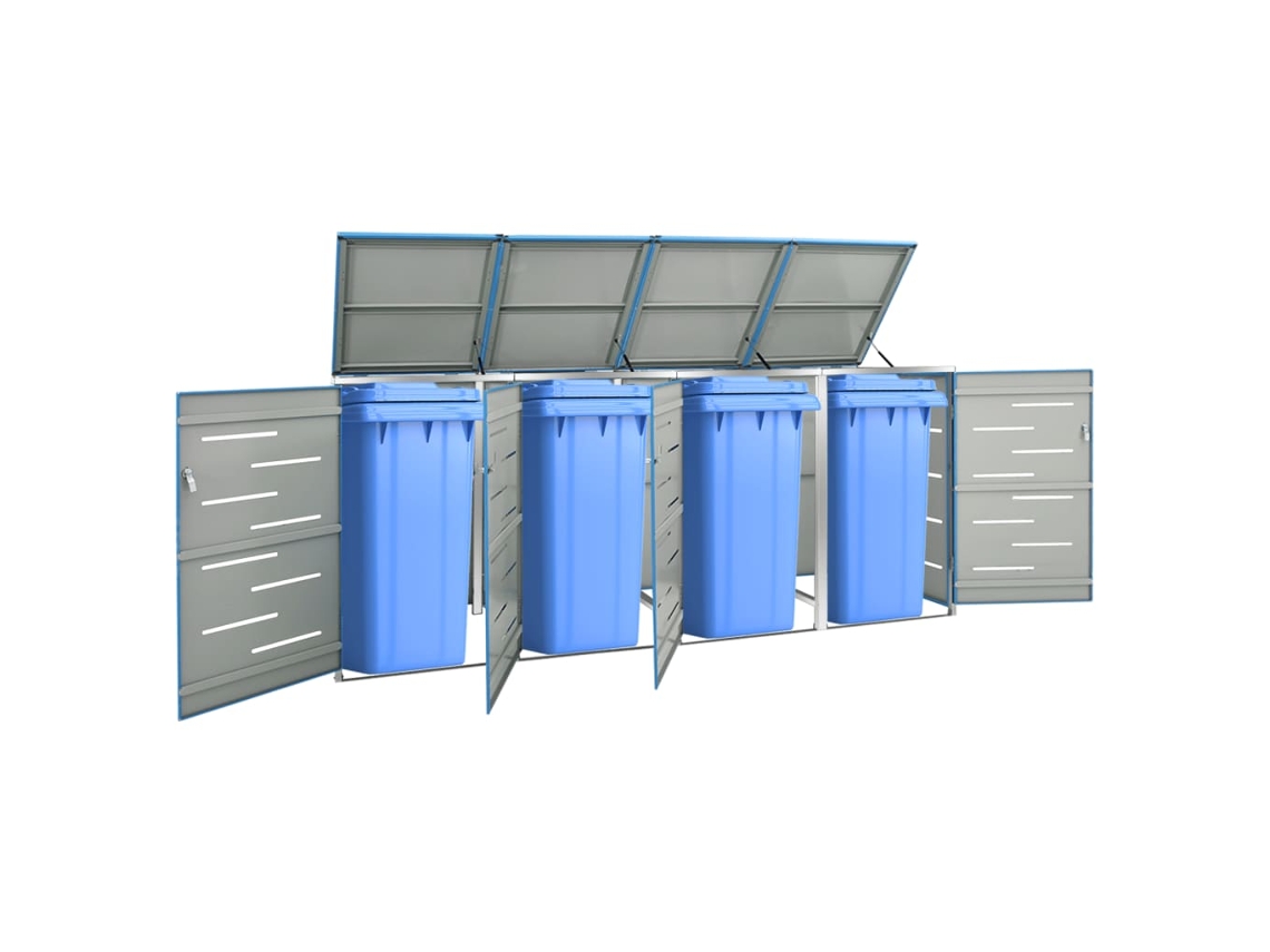 Abrigo para Caixotes do Lixo VIDAXL Para Azul Aço Inoxidável (276,5x77,5x112,5 cm)