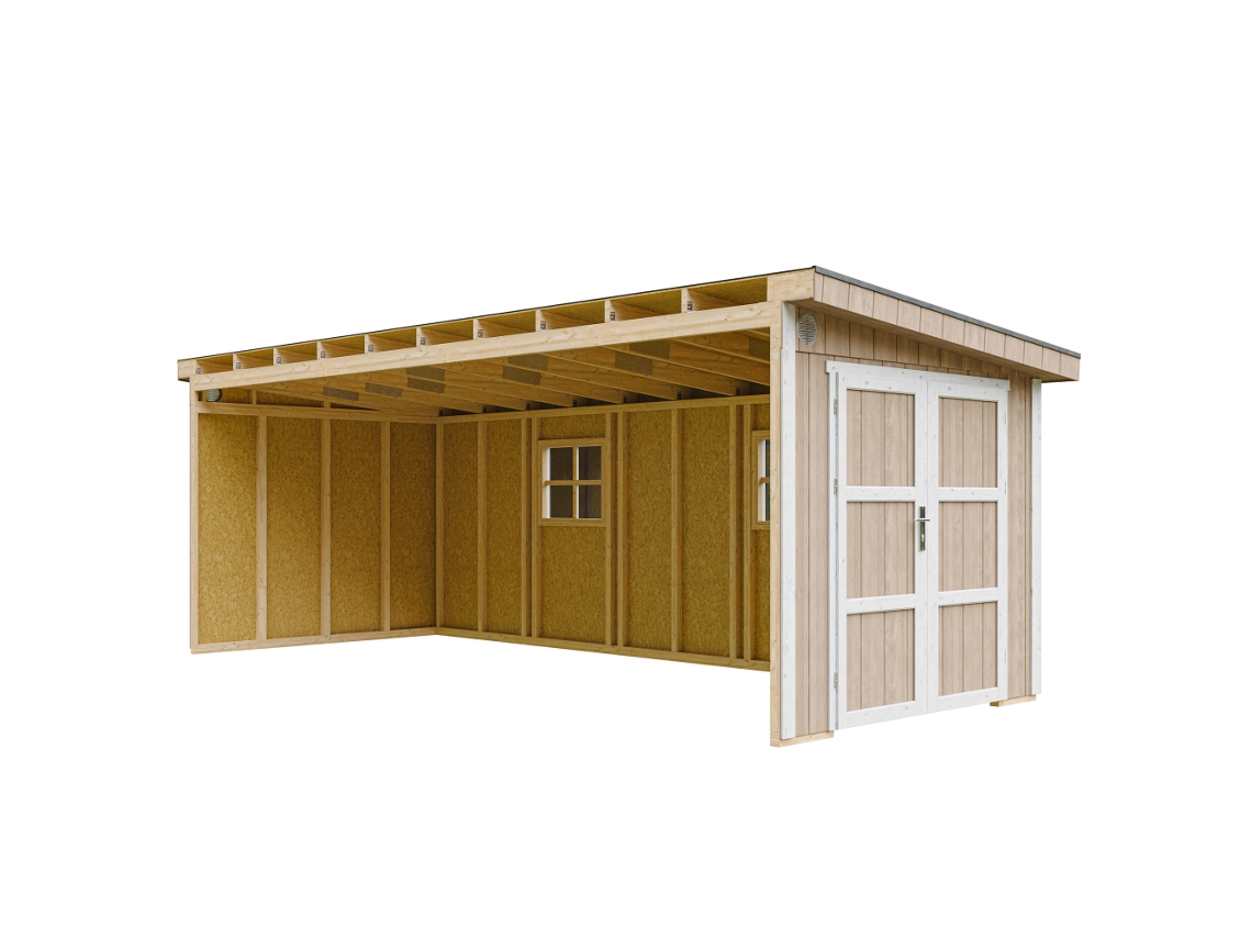 Casa De Jardim Qualidade Premium 14,3 M² A231x248x648 Cm Sem Piso E Parede Lateral Timbela M941b Terra Brown