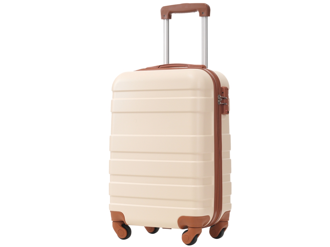 Mala De Viagem Com 4 Rodas, Abs, Tsa, Beje, Expansível, 39,5 X 23 X 58,5 Cm Haochrymec