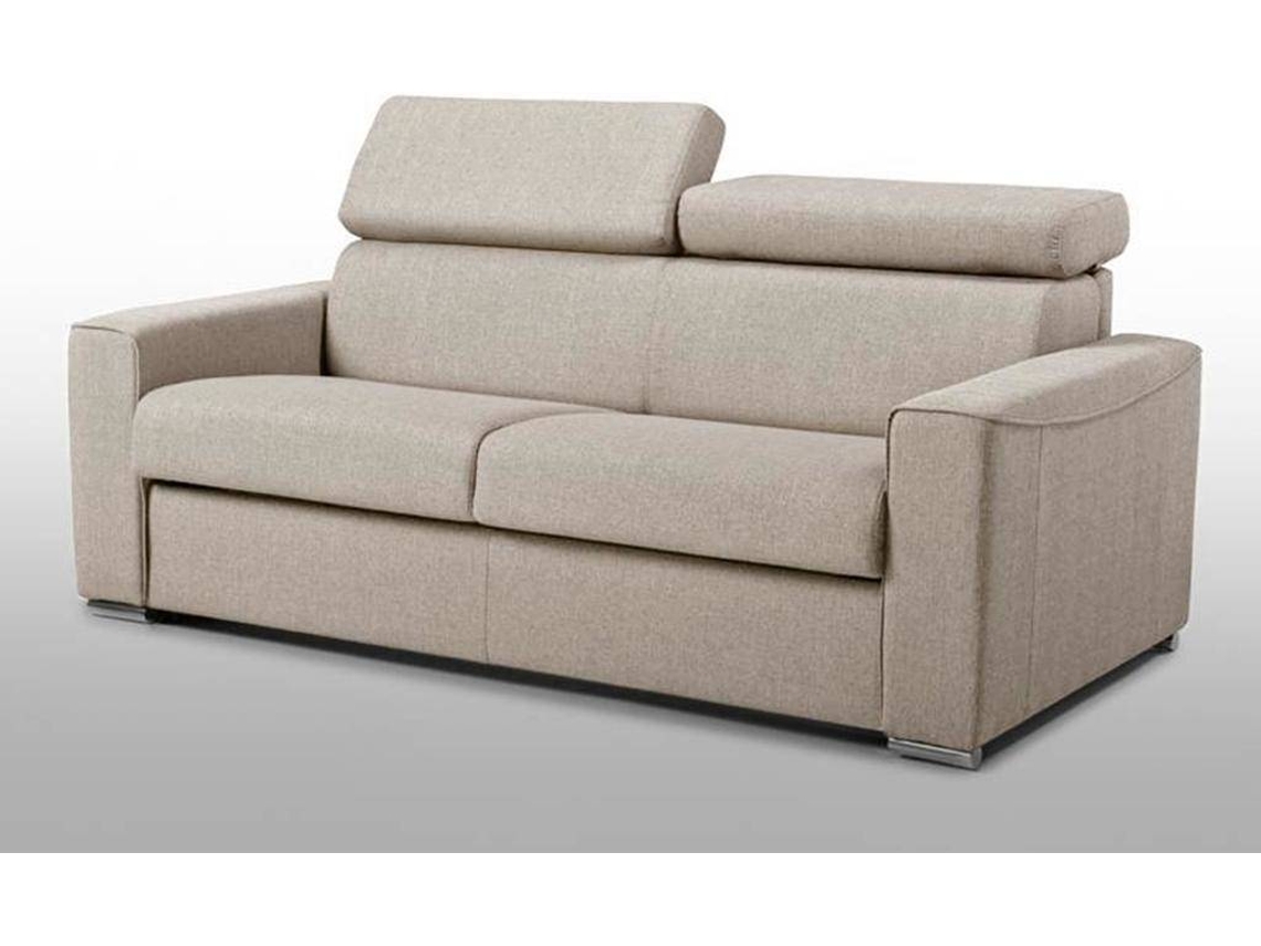 Sofá Cama Vizir LINEA SOFA (Bege - Tecido e Veludo - 196x94x100 cm/Dimensões da cama: 140-159 cm)