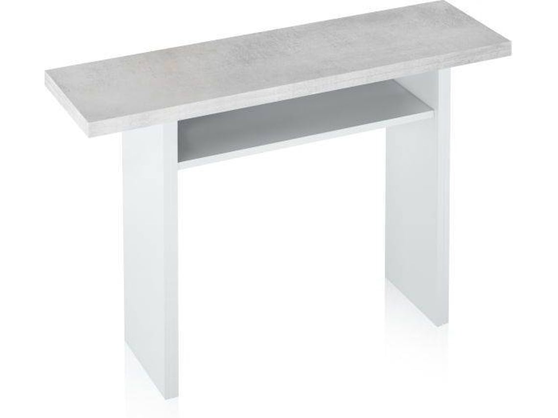 Mesa de Cozinha HABITDESIGN Dobrável (Branco Artik e Cinzento Cimento - Melamina - 120 x 77–73,5 x 70–35 cm)