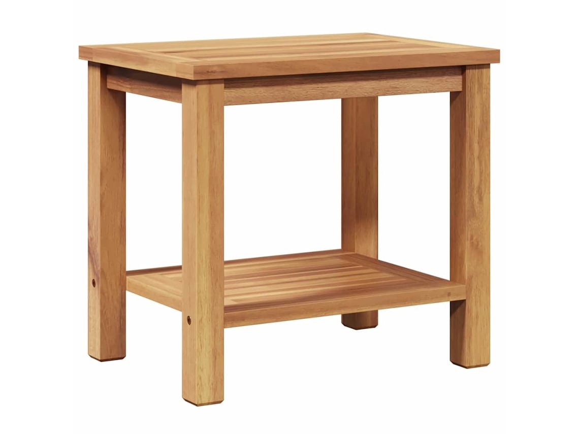 Mesa De Centro Marrom 50x35x45 Cm Madeira Teca Maciça Moderna