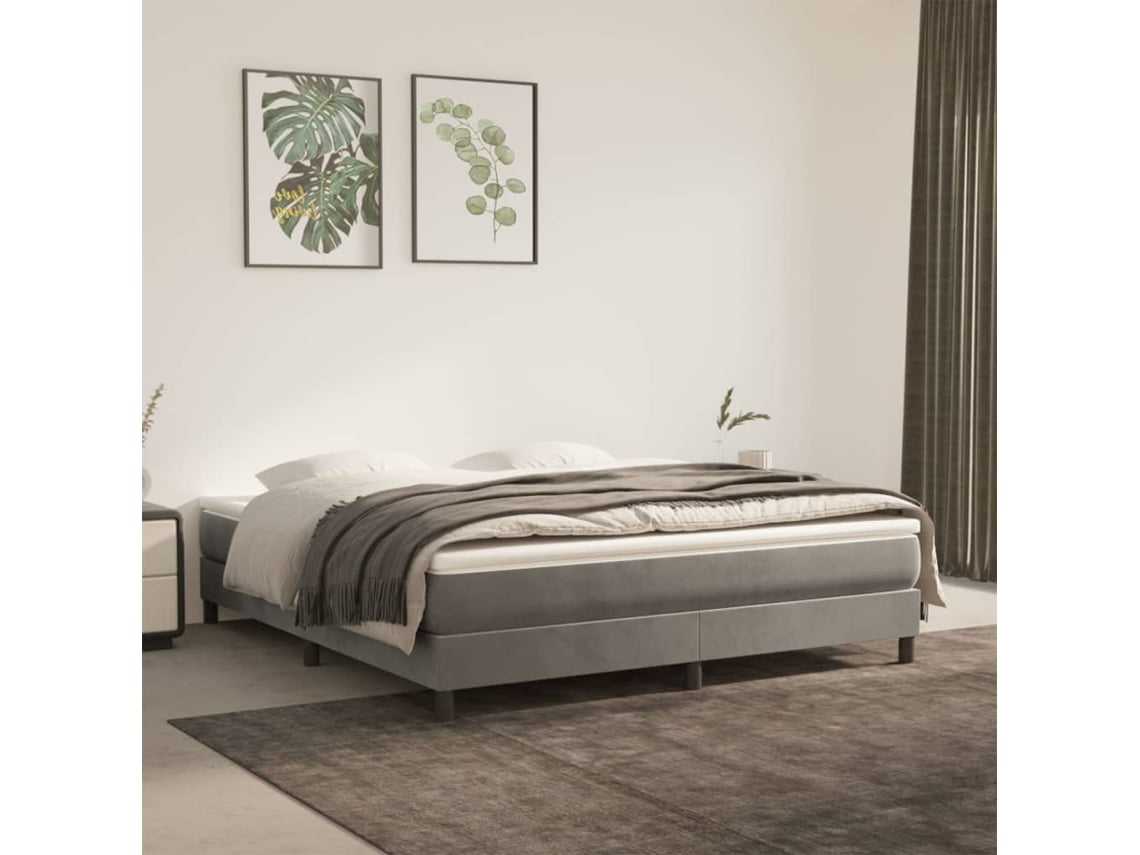 Estrutura de cama sem colchão VIDAXL veludo cinzento-claro (160x200 cm)