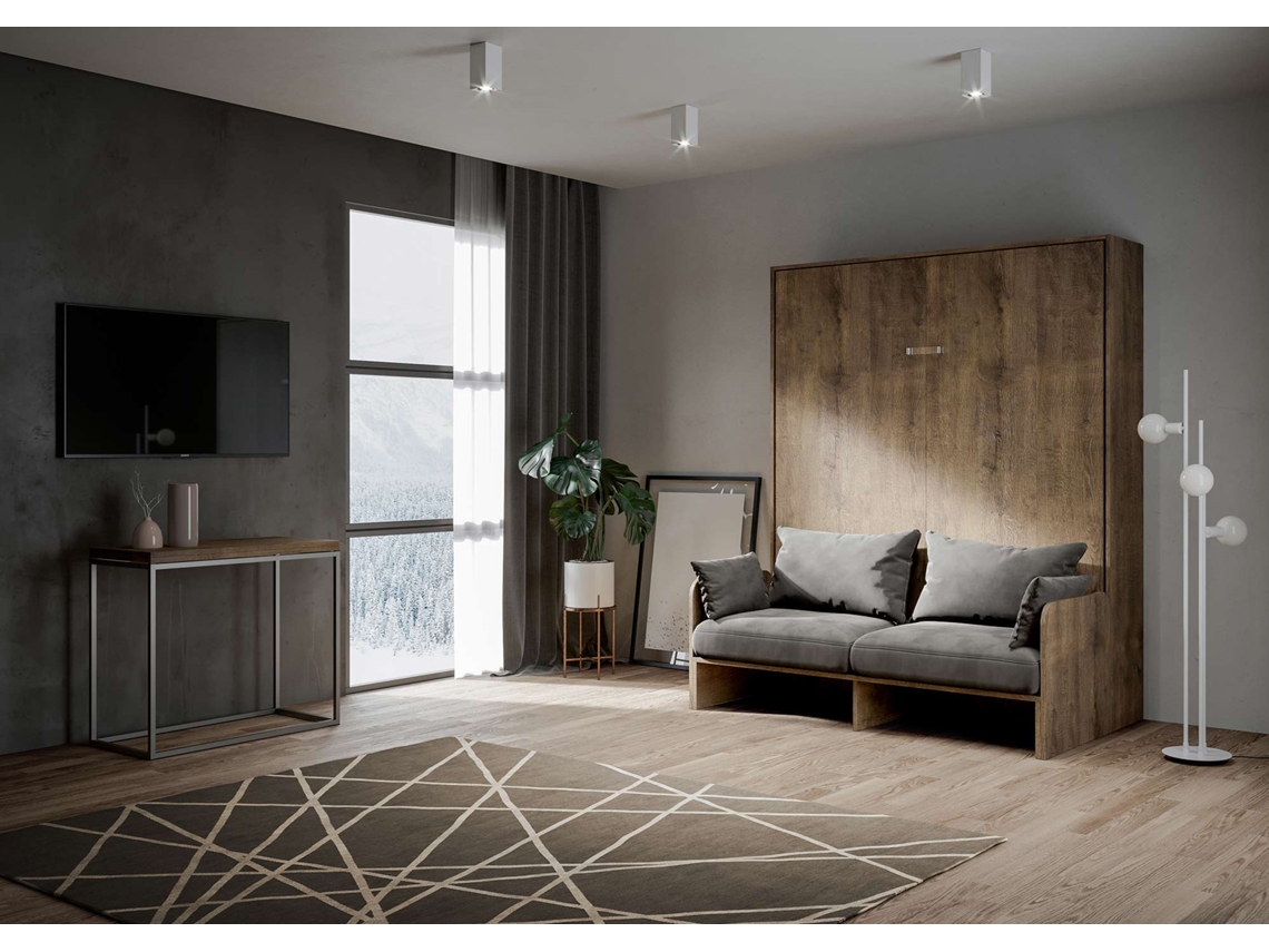 Cama Abatível 160 Vertical Sofà ITAMOBY Kentaro Sofà (174 x 105 x 210 cm - Painéis em Melamina - Nogueira)