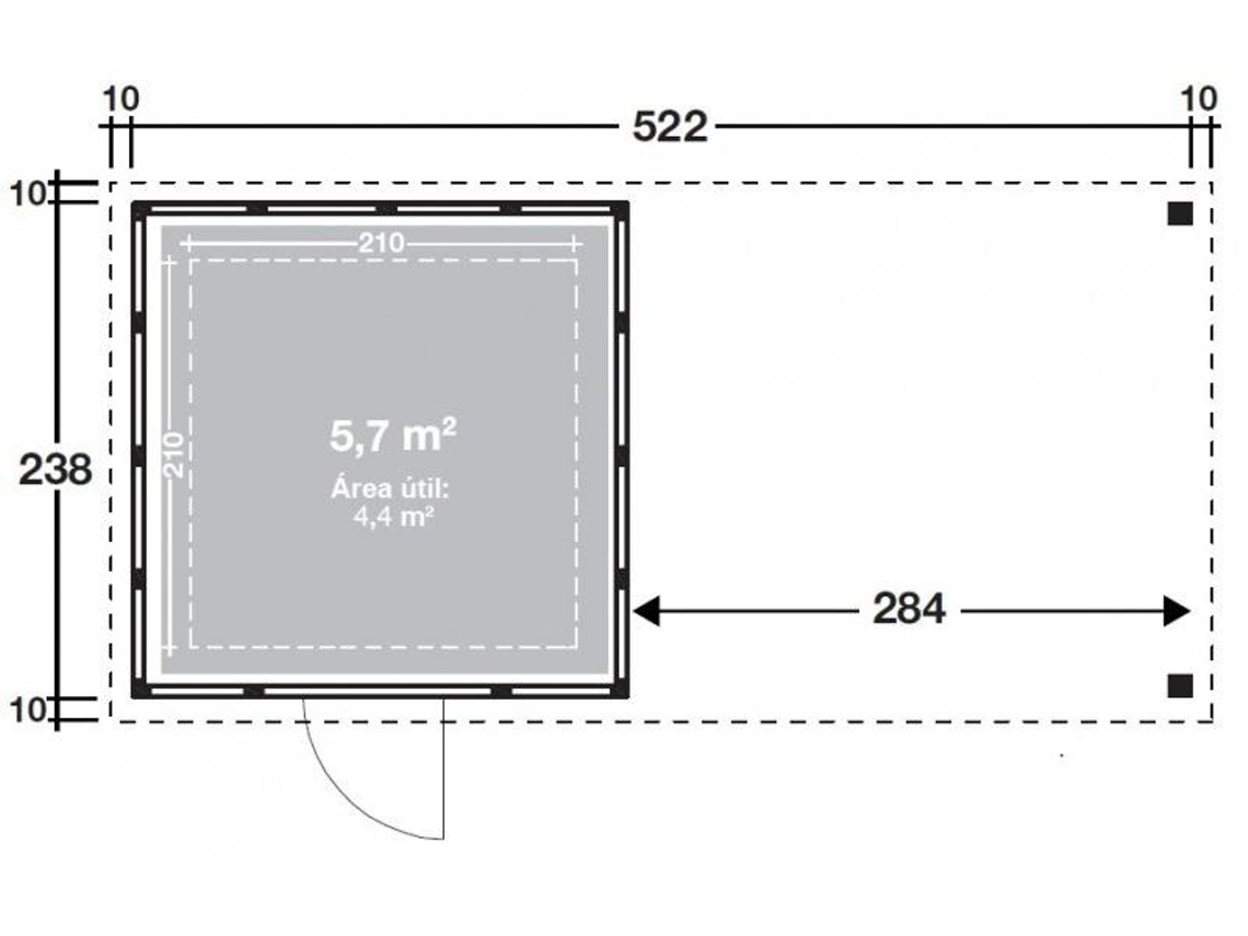 Abrigo de Jardim metálico NH4 com Apoio aberto grande à direita | Antracite | (238 x 238) + (284 x 238) - NOVO HABITAT