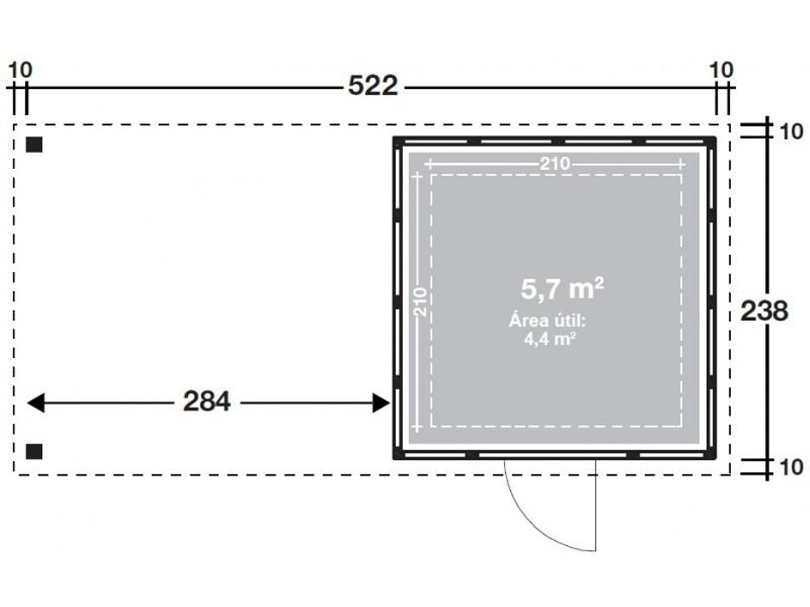 Abrigo de Jardim metálico NH4 com Apoio aberto grande à esquerda | Antracite | (238 x 238) + (284 x 238) - NOVO HABITAT