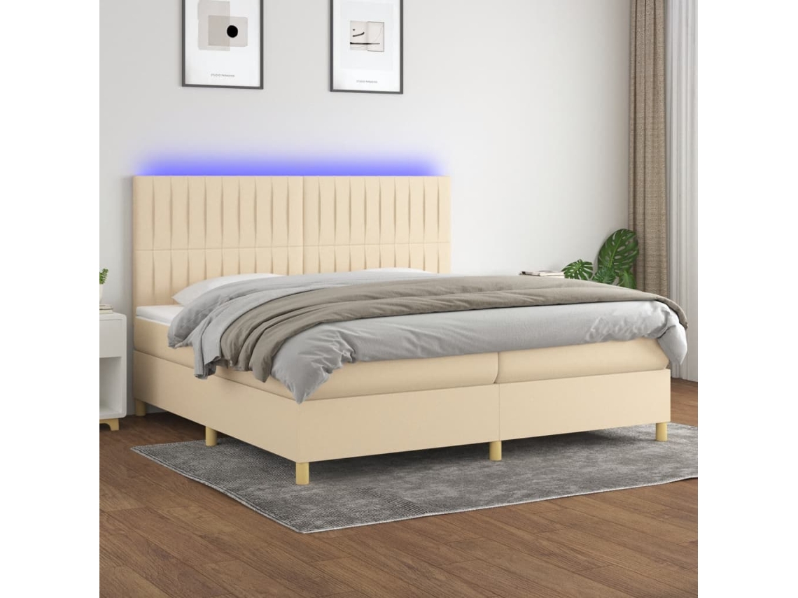Cama Box Spring VIDAXL (Bege - Tecido - 203 x 200 x 128 cm)