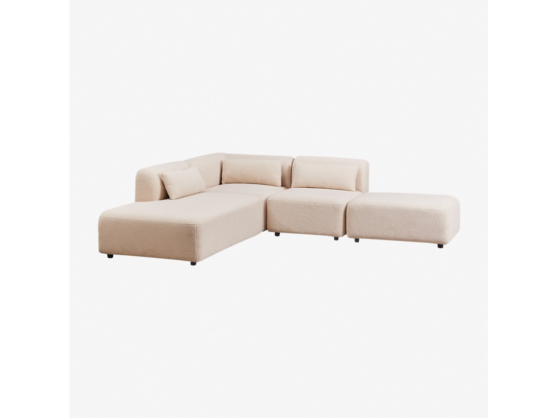 Sofá De Canto Modular De 3 Peças Com Chaise Longue Esquerda E Pufe Fogler Poliéster Sklum