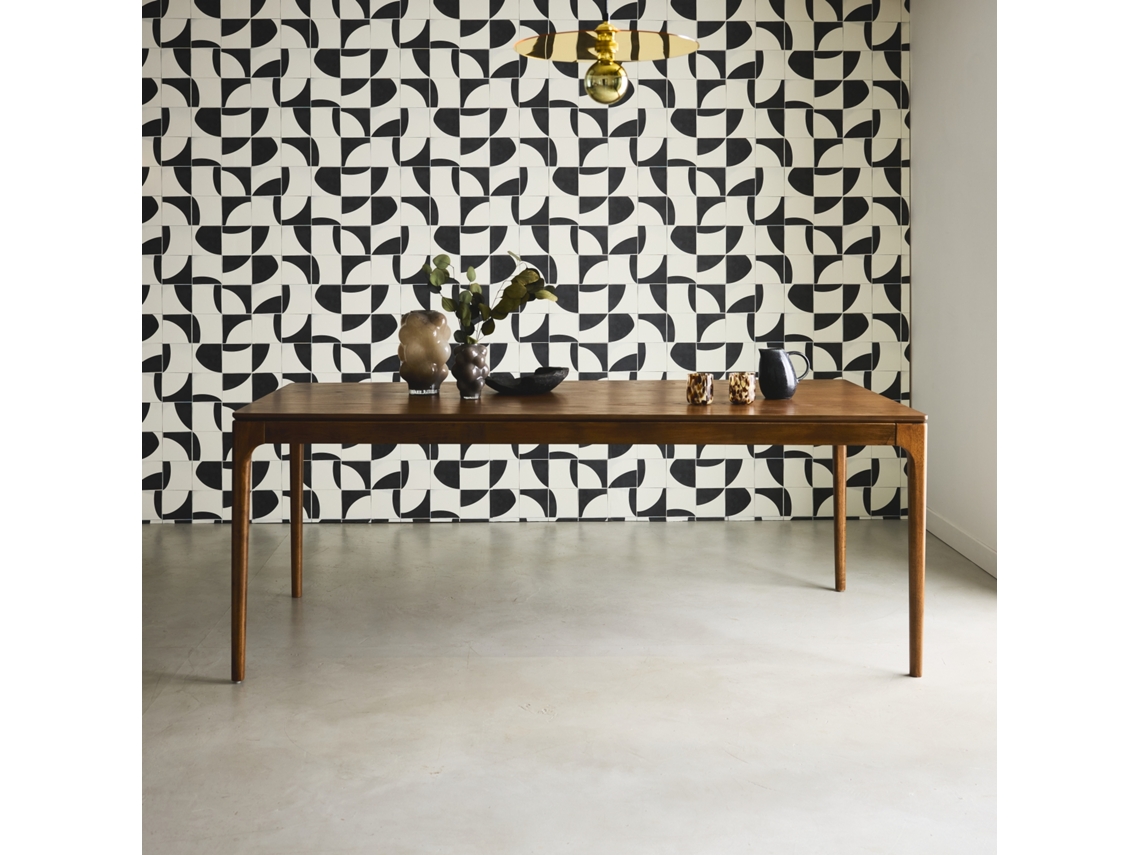 Mesa De Jantar Retangular Em Madeira De Hevea, Madeira De Nogueira Sweeek