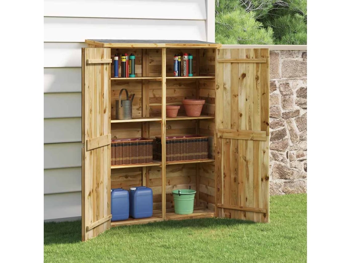 Abrigo de Madeira VIDAXL Para Ferramentas Marrom Pine Wood (123x45x171 cm)