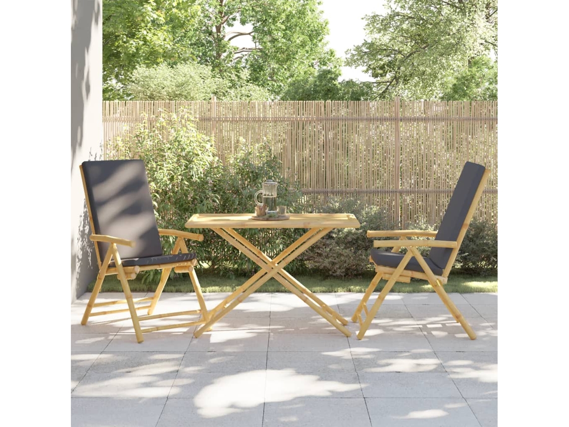 Mesa De Jardim Dobrável 110x55x75 Cm Em Bambu Resistente