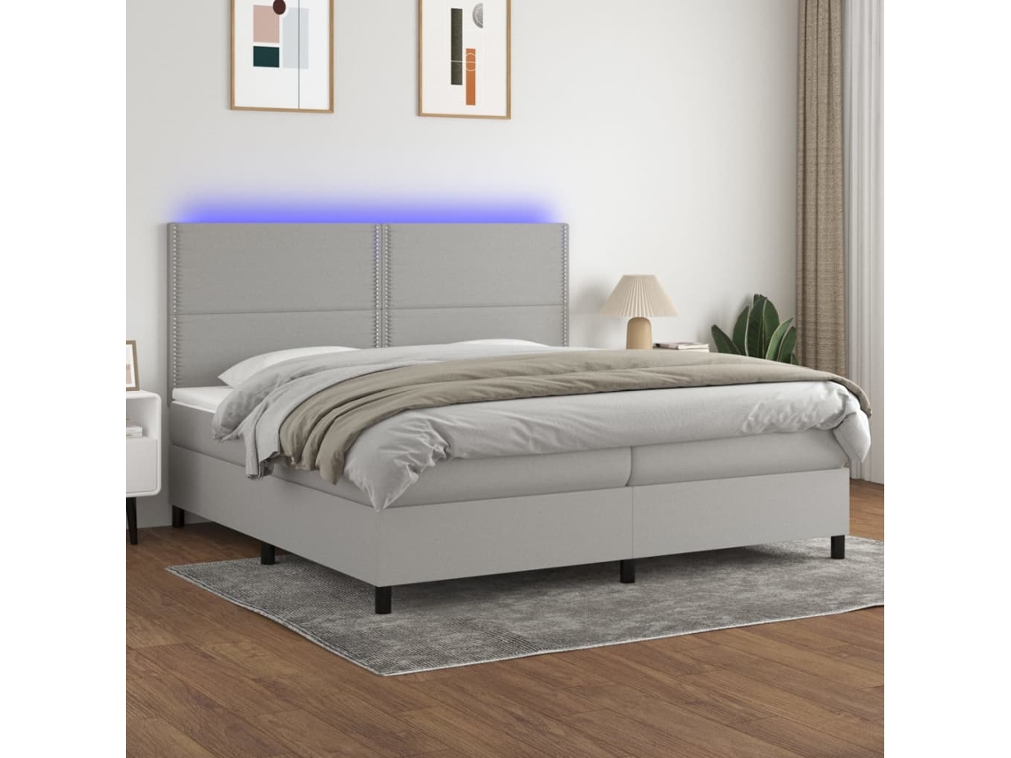 Cama box spring VIDAXL Cinzeto Tecido (200x200 cm)