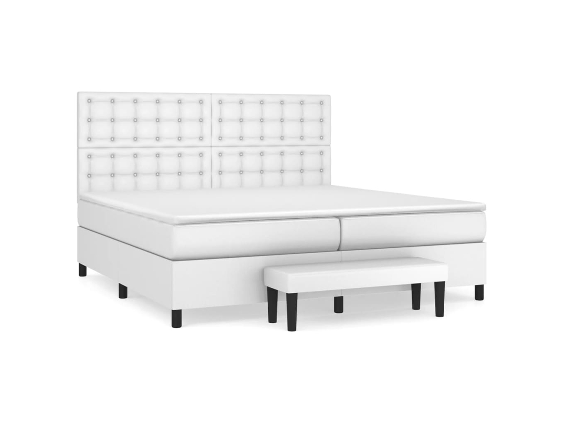 Cama Box Spring VIDAXL (Branco - Couro Artificial - 203 x 200 x 128 cm)