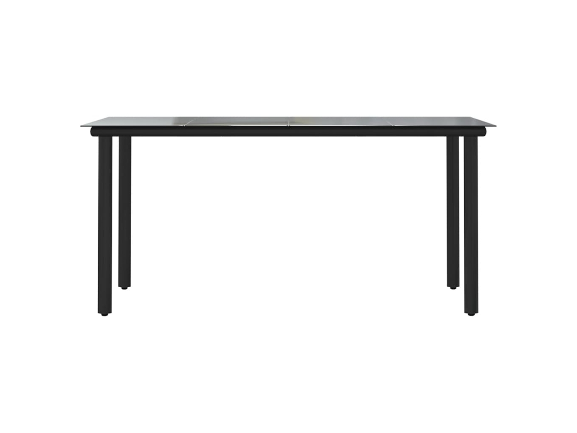 Mesa De Jantar Jardim 160x80x74cm Aço Vidro Temperado Preto Vidaxl