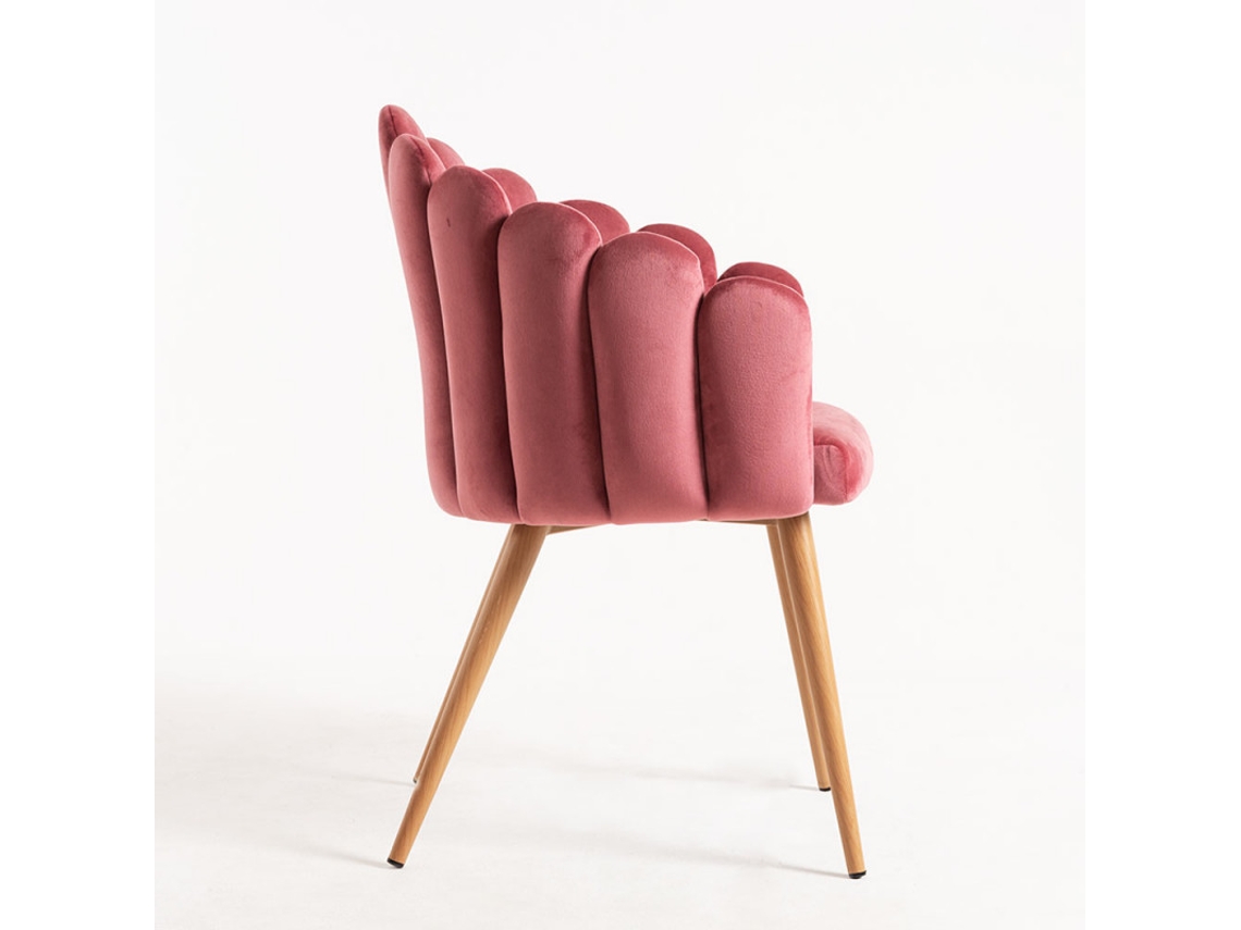 Conjunto de 4 Poltronas PRESENTES MIGUEL (90,00 x 50,00 x 45,00 cm - Veludo - Rosa)