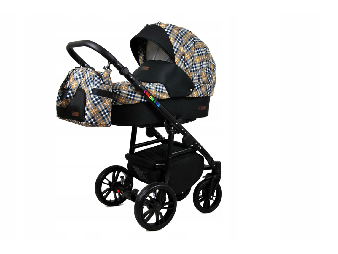 Carrinho de Bebé Multifuncional BABYLUX CLASSIC GOLD 4 Em 1 -Gold Grille BLACK FRAME - Ajustável e dobrável Construção leve em alumínio - Acessórios