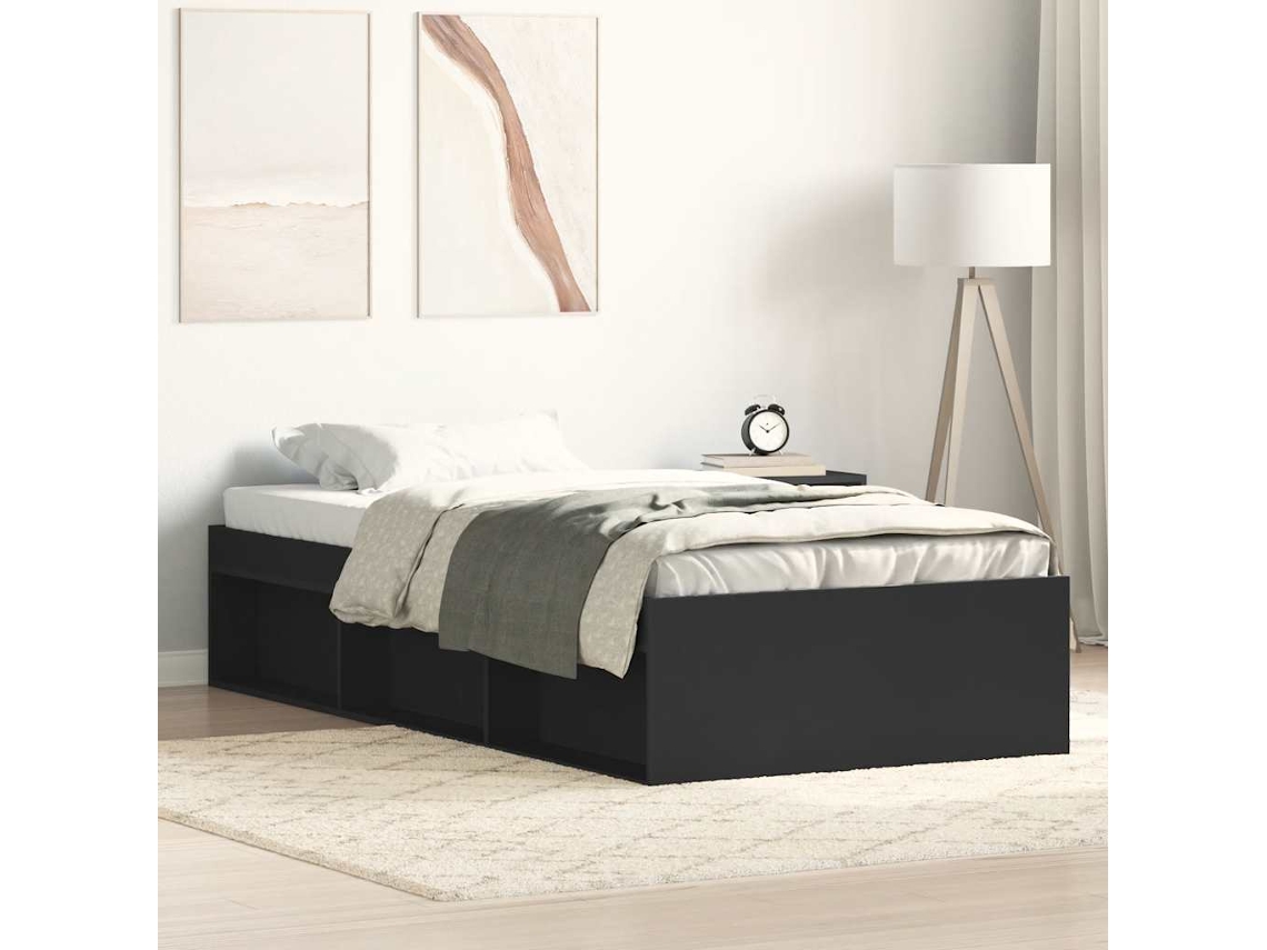 Estrutura de cama solteiro VIDAXL preto (75x190 cm)