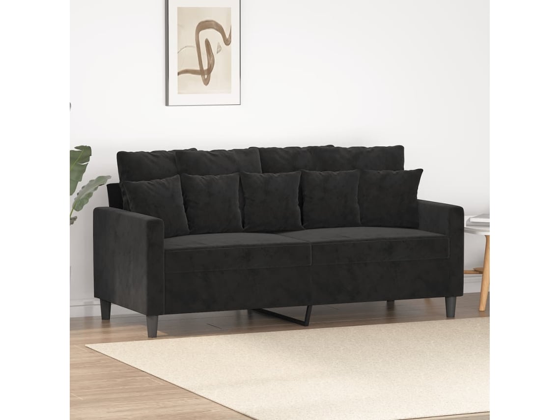 Sofá de 2 lugares veludo VIDAXL preto (140 cm)