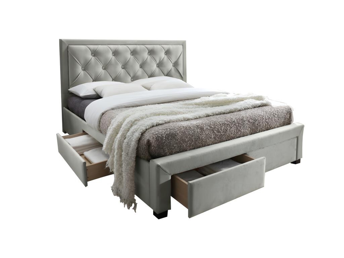 Estrutura de cama LEOPOLD VENTE-UNIQUE Bege 160x200 cm - Com colchão - Com sommier