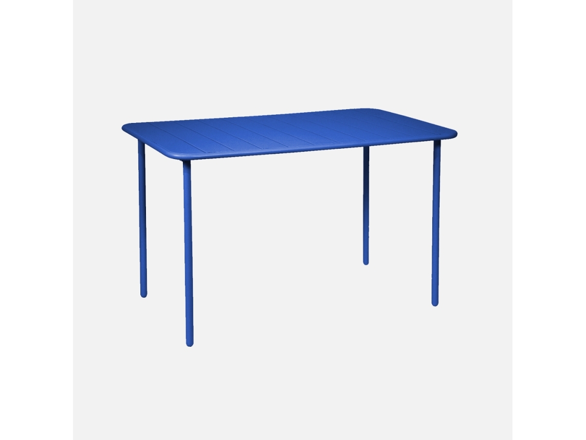 Mesa De Jardim Em Metal, 4 Cadeiras, Azul Elétrico Sweeek