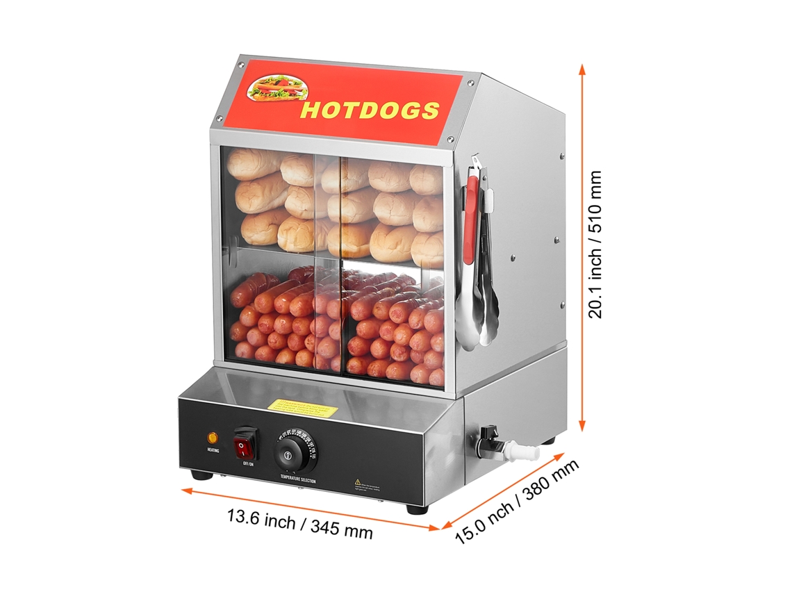 Vaporizador Comercial Para Cachorros Quentes Succebuy, Aquecedor Elétrico Para Pão De 2 Níveis, Portas Deslizantes De 27 L