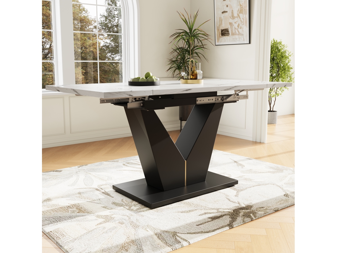 Mesa Extensível Compacta, Superfície Ampla E Pernas Em V, Perfeita Para Sala De Estar E Home Office Bga Store