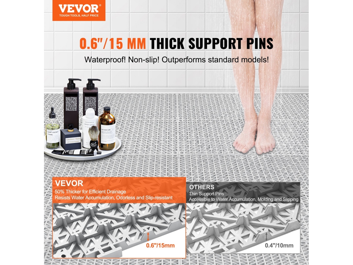 Ladrilhos De Encaixe Para Pavimento 55 Pcs Ladrilhos De Cobertura 30x30x1,5 Cm, Cinza Vevor